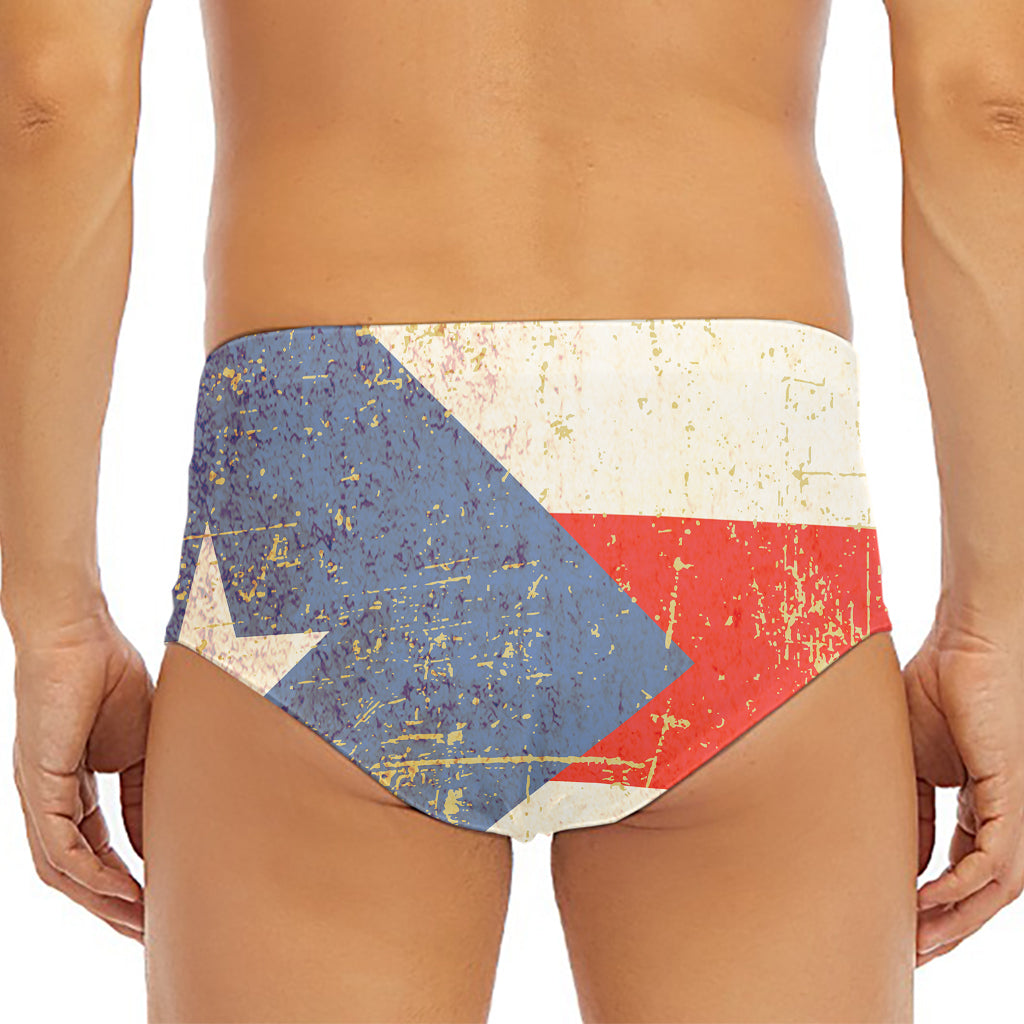 Retro Puerto Rican Flag Print Men's Triangle Swim Briefs