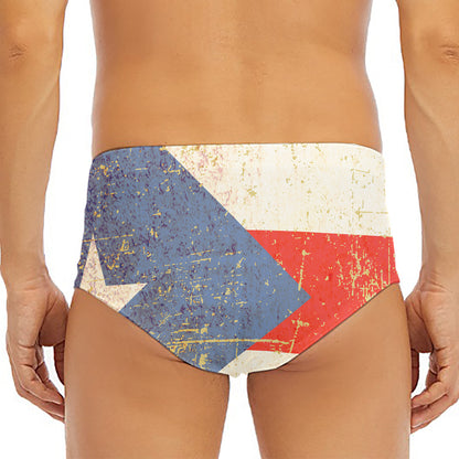 Retro Puerto Rican Flag Print Men's Triangle Swim Briefs