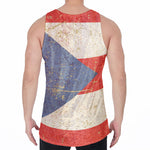 Retro Puerto Rican Flag Print Men's Velvet Tank Top