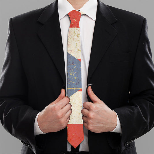 Retro Puerto Rican Flag Print Necktie