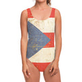 Retro Puerto Rican Flag Print One Piece Swimsuit