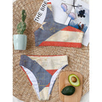 Retro Puerto Rican Flag Print One Shoulder Bikini Top
