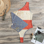 Retro Puerto Rican Flag Print One Shoulder Bodysuit