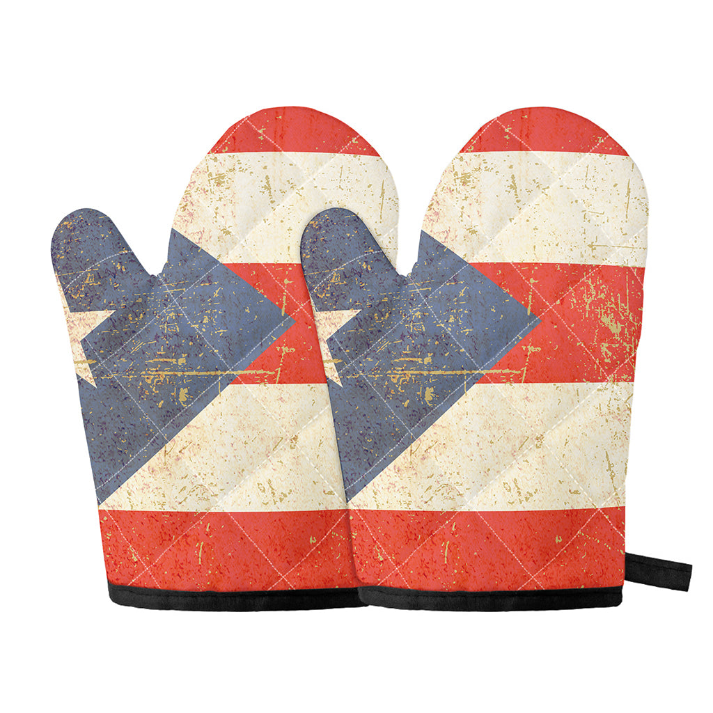 Retro Puerto Rican Flag Print Oven Mitts