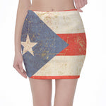 Retro Puerto Rican Flag Print Pencil Mini Skirt