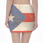 Retro Puerto Rican Flag Print Pencil Mini Skirt
