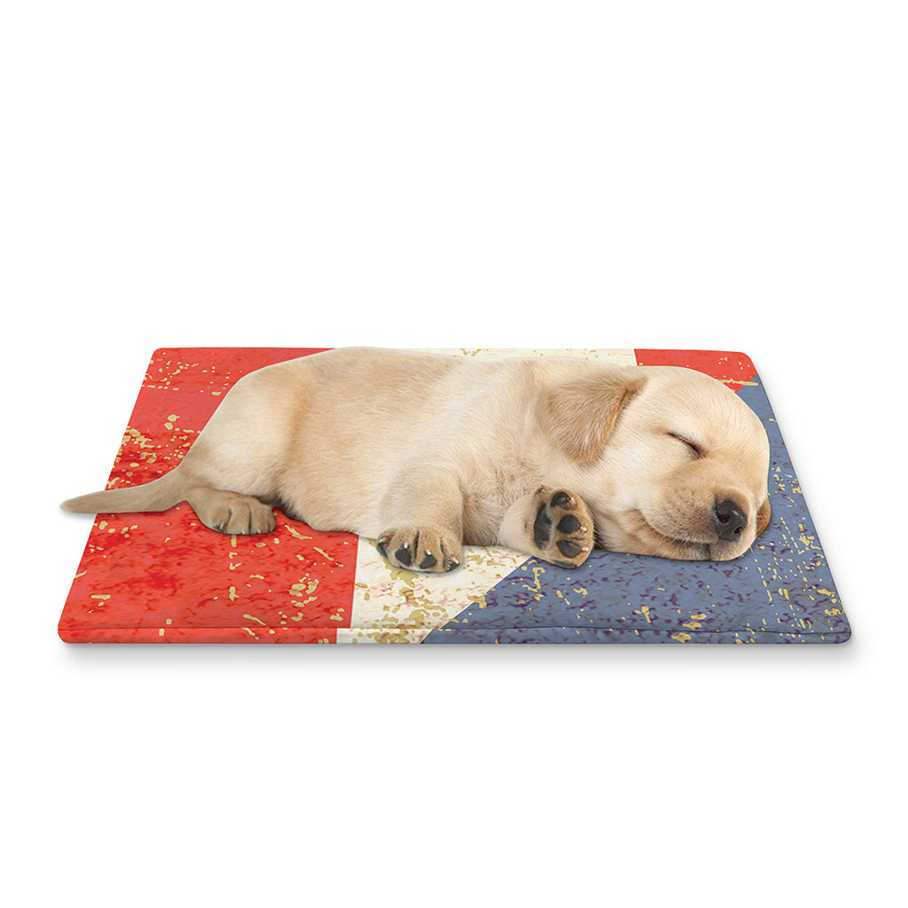 Retro Puerto Rican Flag Print Pet Cooling Mat Cover