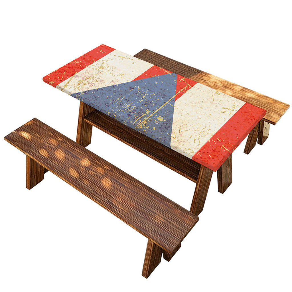 Retro Puerto Rican Flag Print Picnic Table Cover
