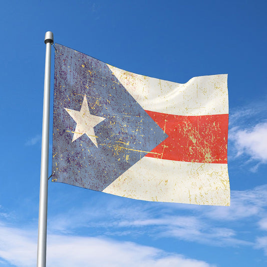 Retro Puerto Rican Flag Print Polyester Flag