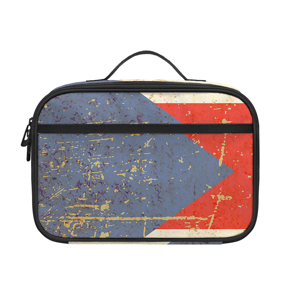 Retro Puerto Rican Flag Print Portable Lunch Bag