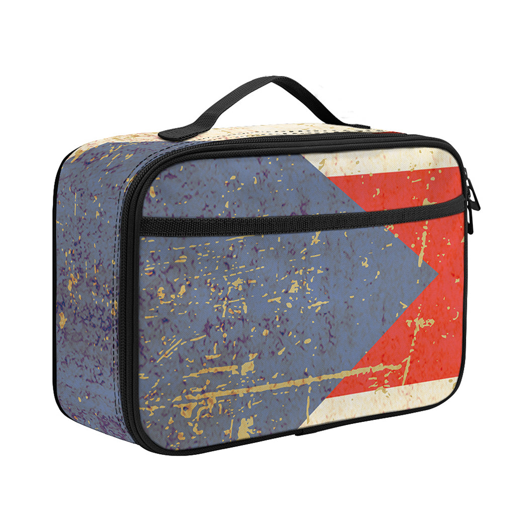 Retro Puerto Rican Flag Print Portable Lunch Bag
