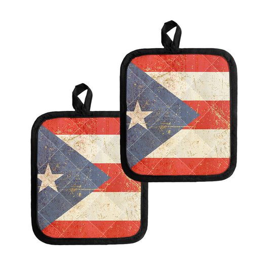 Retro Puerto Rican Flag Print Pot Holders