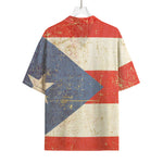Retro Puerto Rican Flag Print Rayon Hawaiian Shirt