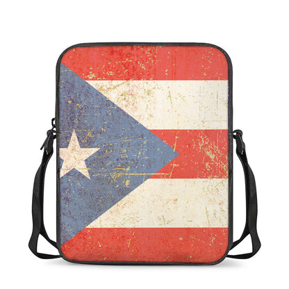 Retro Puerto Rican Flag Print Rectangular Crossbody Bag