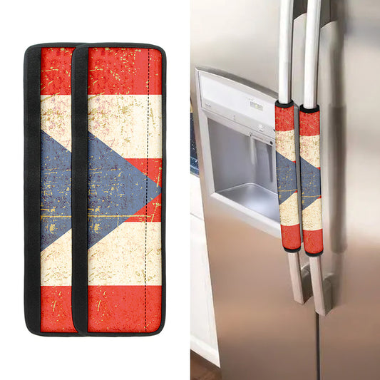 Retro Puerto Rican Flag Print Refrigerator Handle Covers