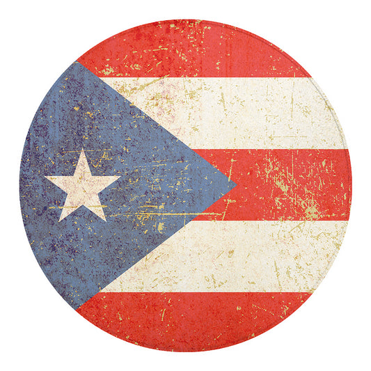Retro Puerto Rican Flag Print Round Blanket