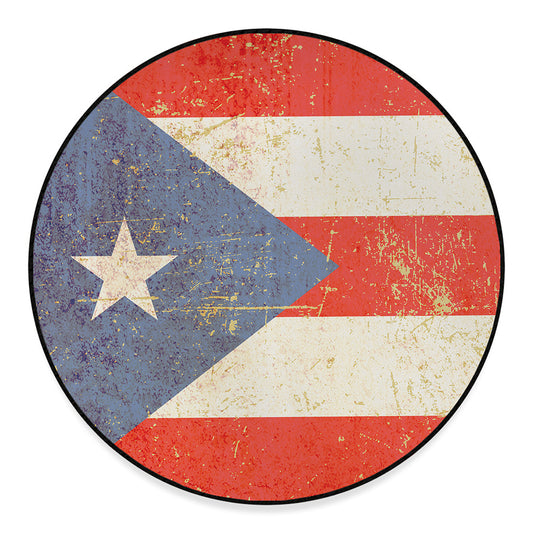 Retro Puerto Rican Flag Print Round Floor Mat