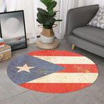 Retro Puerto Rican Flag Print Round Rug