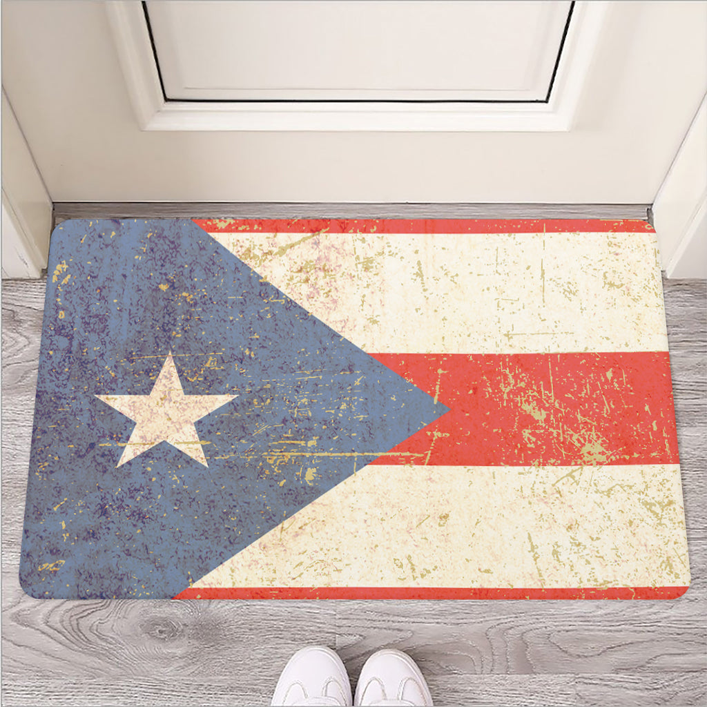 Retro Puerto Rican Flag Print Rubber Doormat
