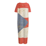 Retro Puerto Rican Flag Print Short Sleeve Long Nightdress