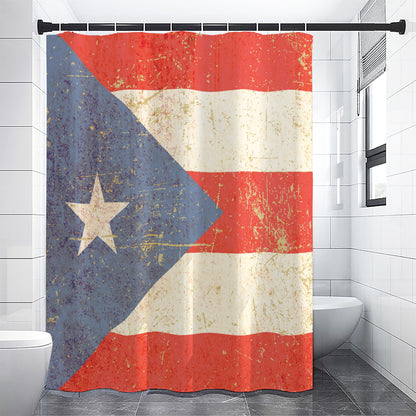 Retro Puerto Rican Flag Print Shower Curtain