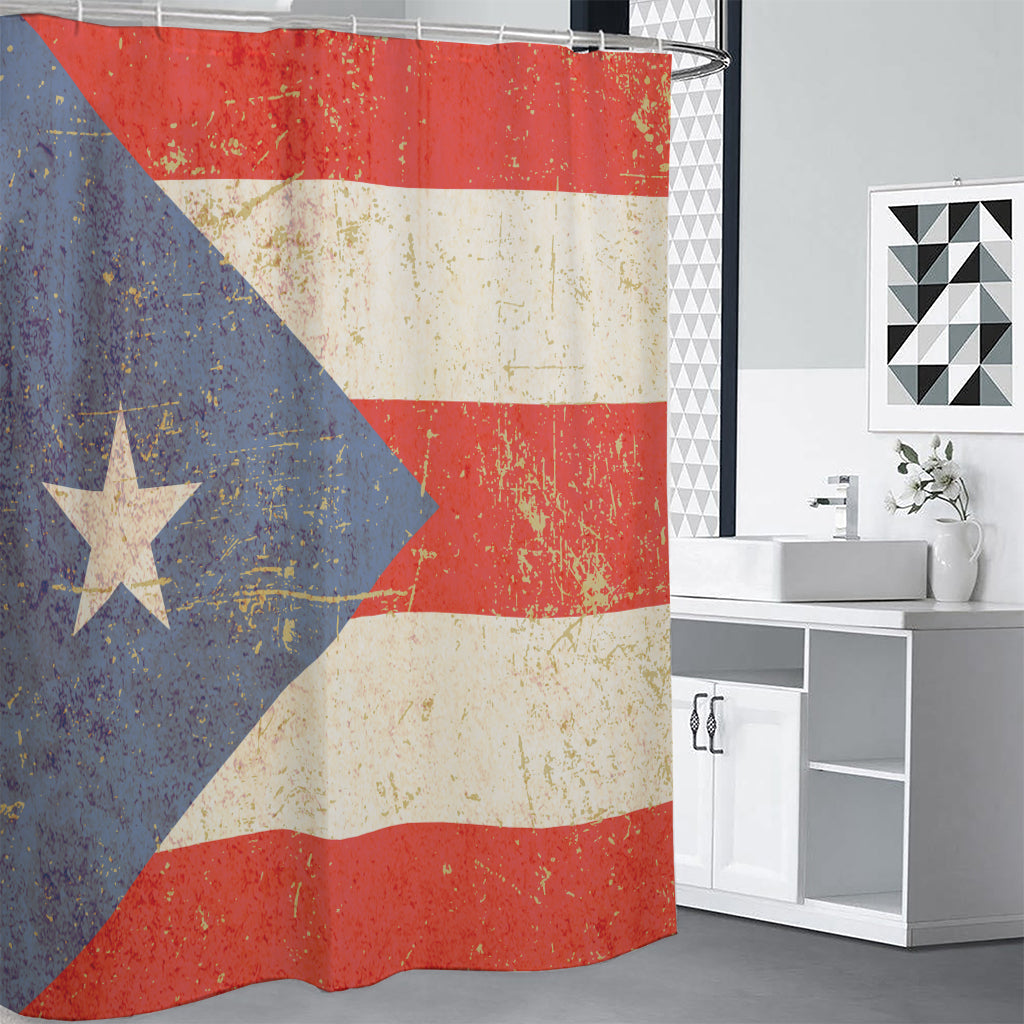 Retro Puerto Rican Flag Print Shower Curtain