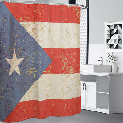 Retro Puerto Rican Flag Print Shower Curtain