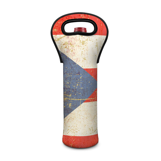 Retro Puerto Rican Flag Print Single Neoprene Wine Tote