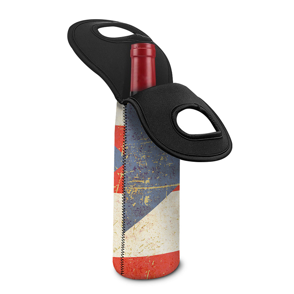 Retro Puerto Rican Flag Print Single Neoprene Wine Tote