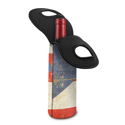 Retro Puerto Rican Flag Print Single Neoprene Wine Tote
