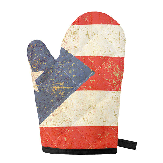 Retro Puerto Rican Flag Print Single Oven Mitt