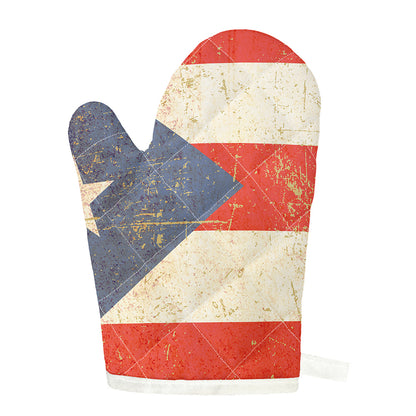 Retro Puerto Rican Flag Print Single Oven Mitt