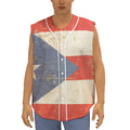Retro Puerto Rican Flag Print Sleeveless Baseball Jersey