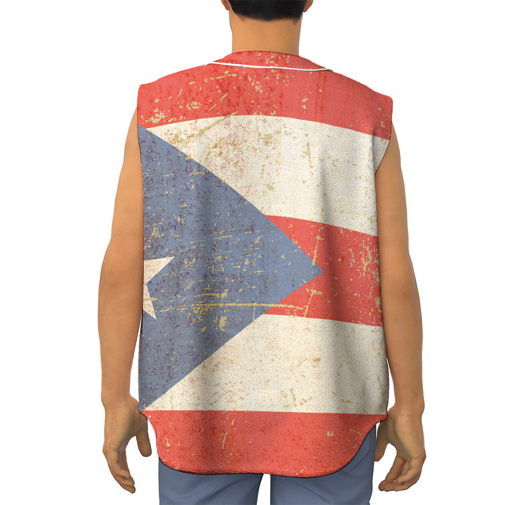 Retro Puerto Rican Flag Print Sleeveless Baseball Jersey