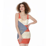Retro Puerto Rican Flag Print Sleeveless Bodycon Dress