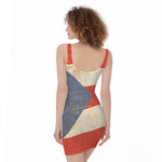 Retro Puerto Rican Flag Print Sleeveless Bodycon Dress