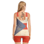 Retro Puerto Rican Flag Print Sleeveless One Piece Swimsuit