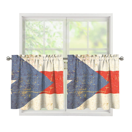 Retro Puerto Rican Flag Print Tier Curtains
