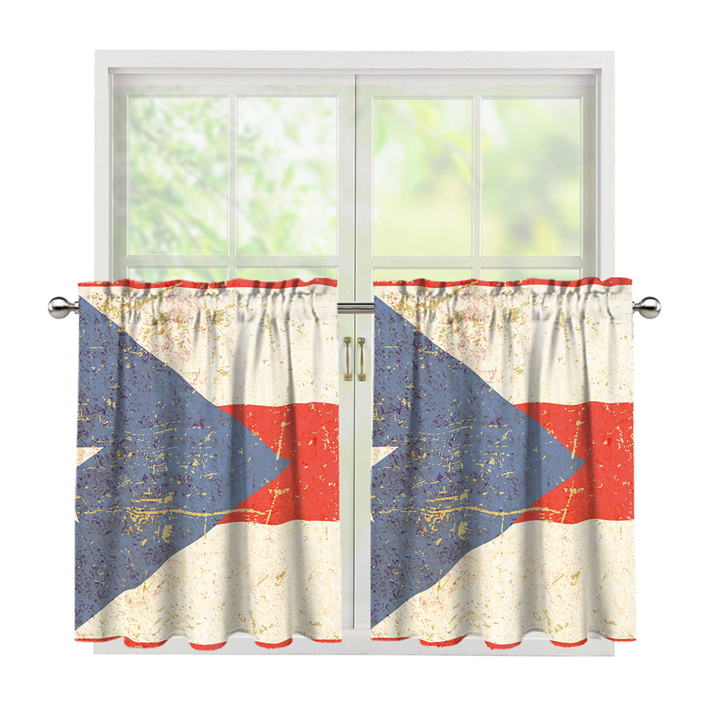 Retro Puerto Rican Flag Print Tier Curtains