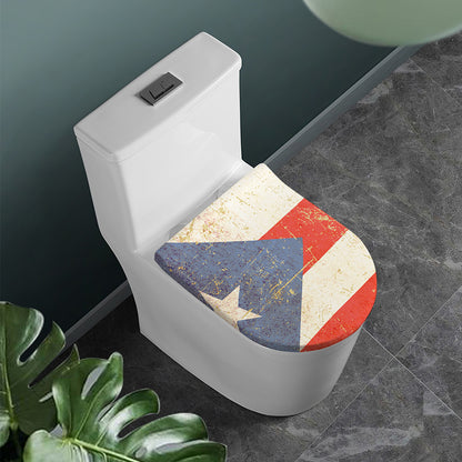 Retro Puerto Rican Flag Print Toilet Lid Cover