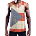 Retro Puerto Rican Flag Print Men's Workout Tank Top