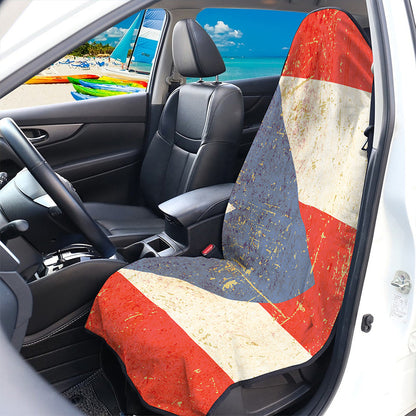 Retro Puerto Rican Flag Print Waterproof Car Seat Cover
