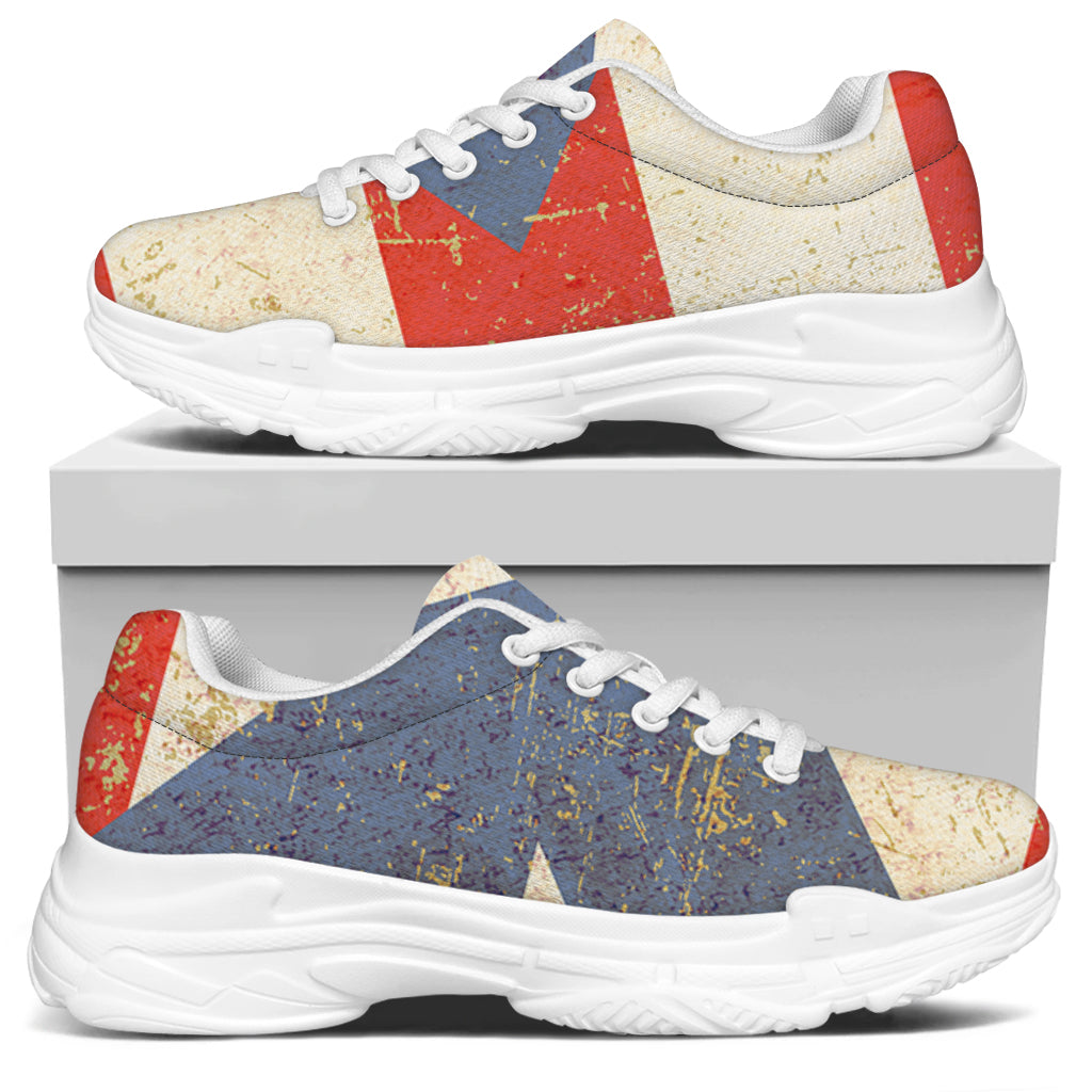 Retro Puerto Rican Flag Print White Chunky Shoes