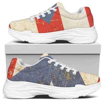 Retro Puerto Rican Flag Print White Chunky Shoes