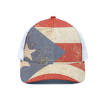 Retro Puerto Rican Flag Print White Mesh Trucker Cap