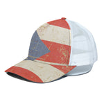 Retro Puerto Rican Flag Print White Mesh Trucker Cap