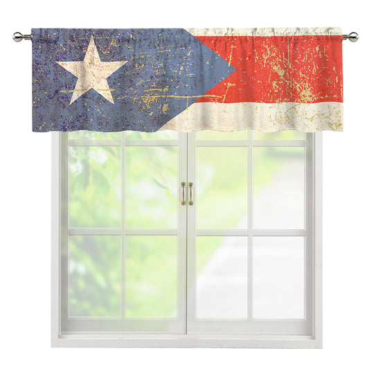 Retro Puerto Rican Flag Print Window Valance