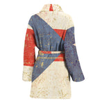 Retro Puerto Rican Flag Print Women's Bathrobe
