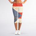 Retro Puerto Rican Flag Print Women's Capri Leggings