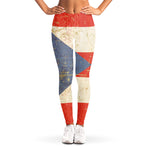 Retro Puerto Rican Flag Print Women's Leggings